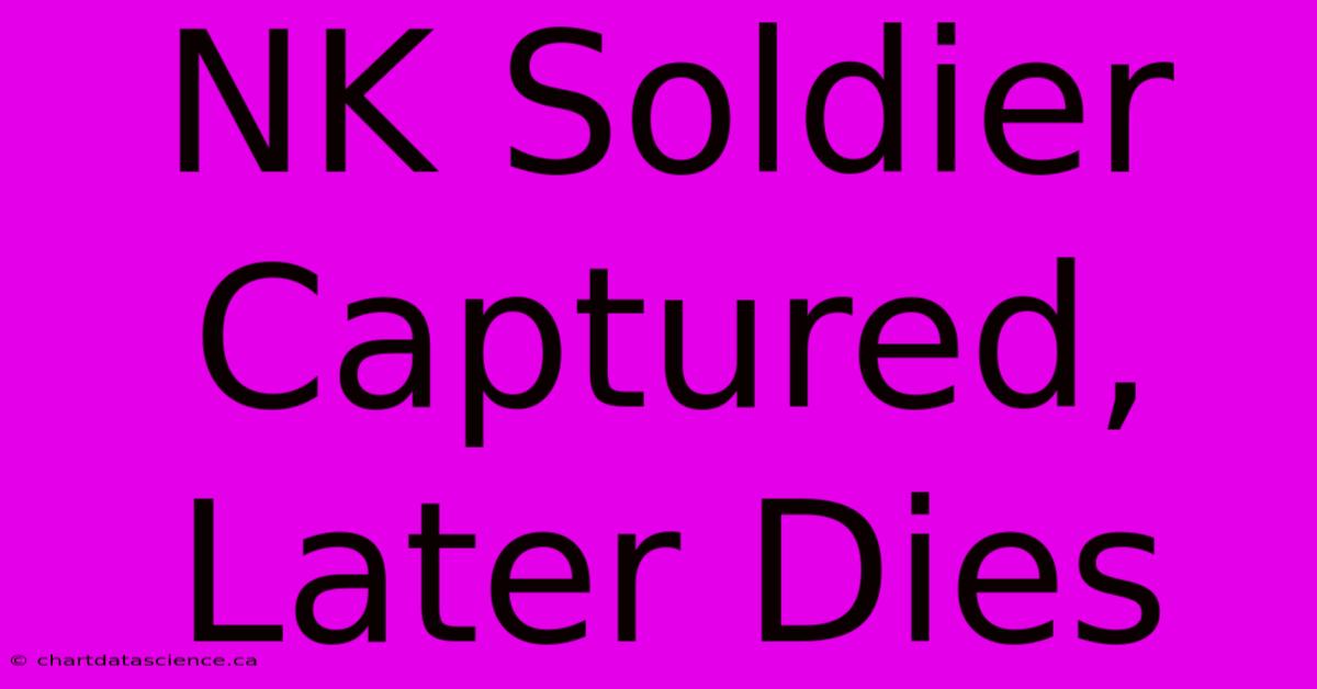 NK Soldier Captured, Later Dies