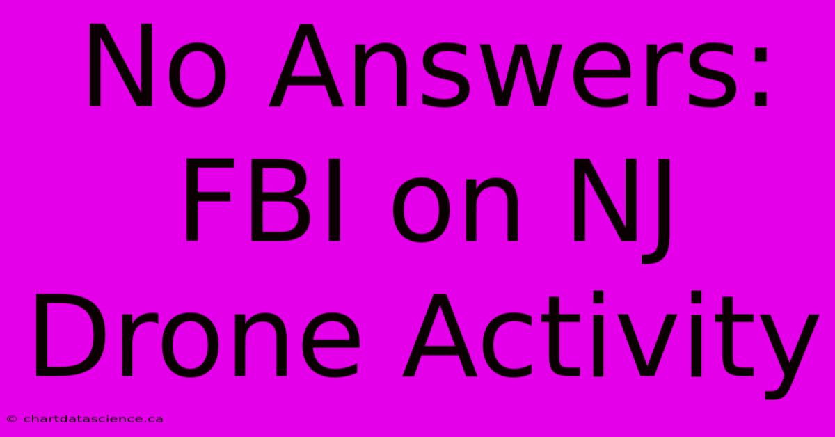 No Answers: FBI On NJ Drone Activity