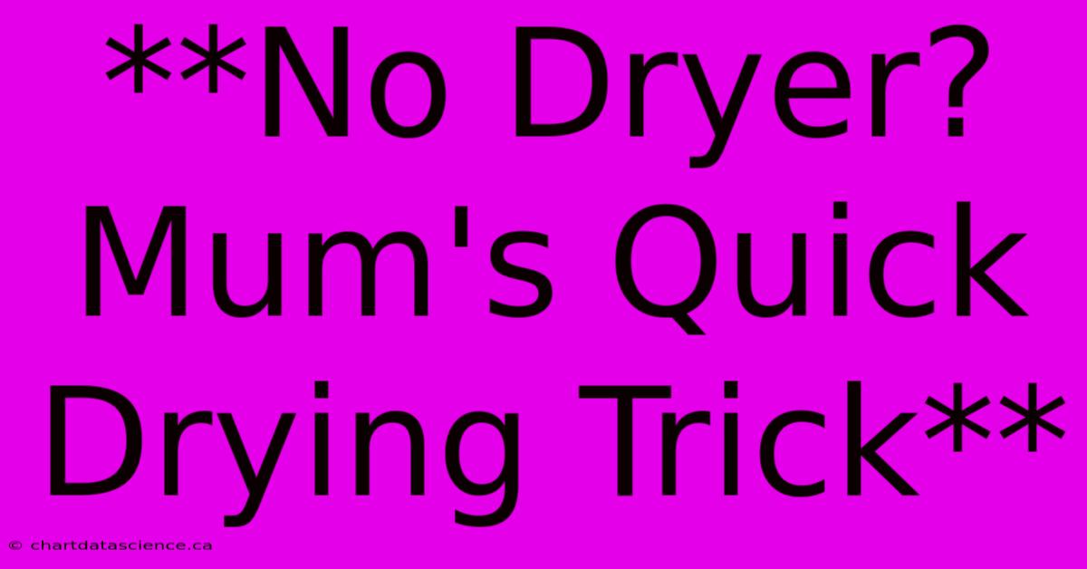 **No Dryer? Mum's Quick Drying Trick**