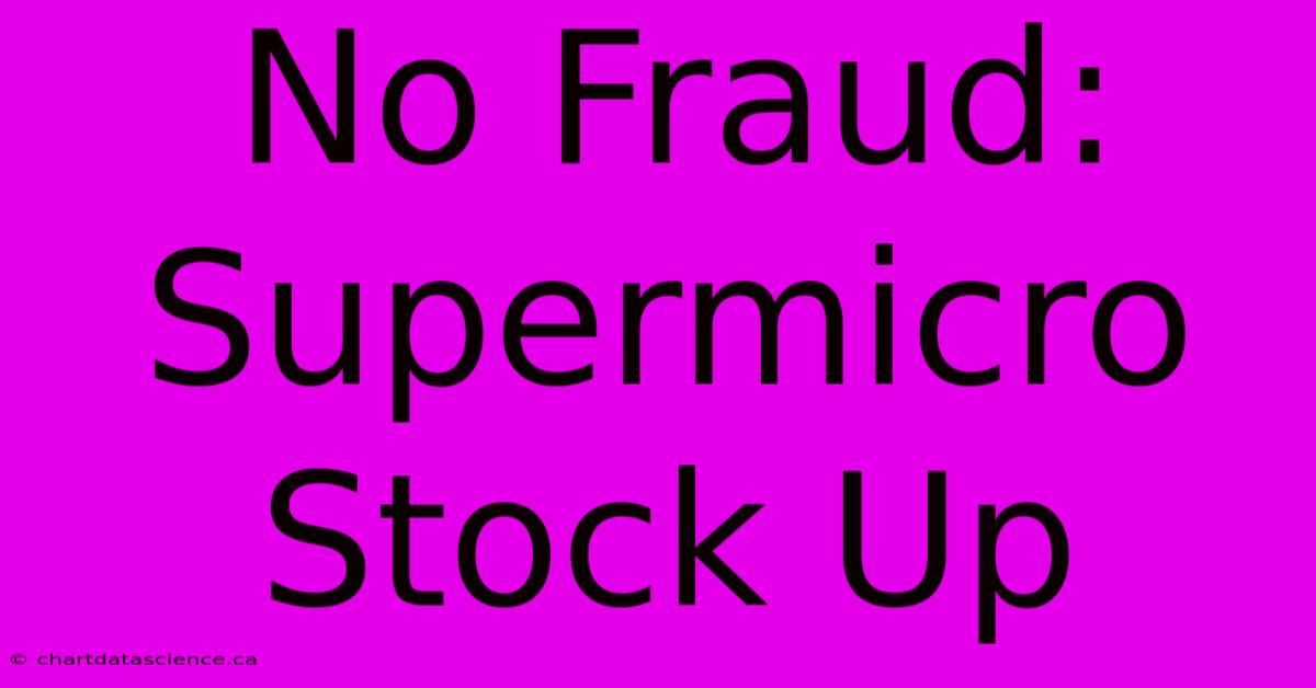 No Fraud: Supermicro Stock Up