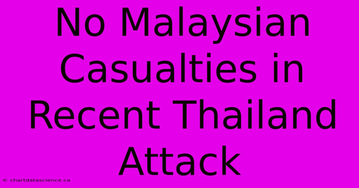 No Malaysian Casualties In Recent Thailand Attack