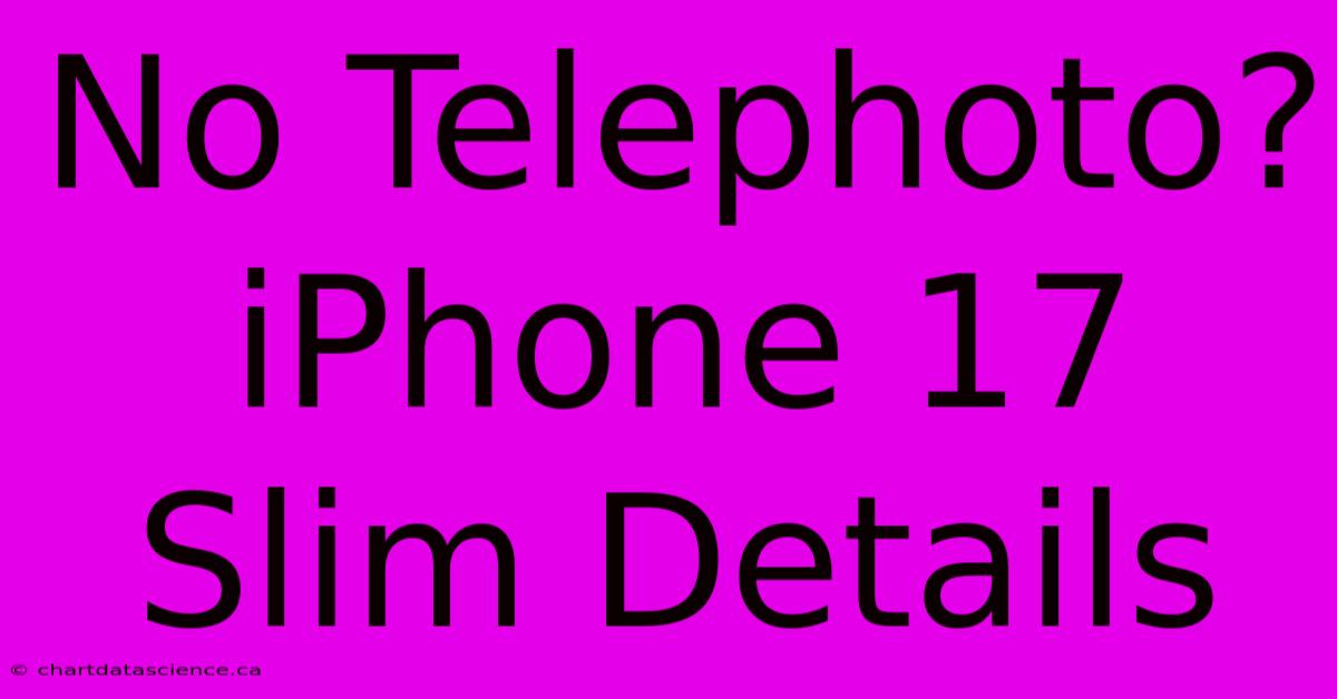 No Telephoto? IPhone 17 Slim Details