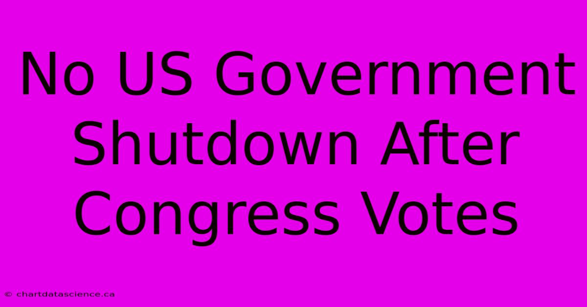 No US Government Shutdown After Congress Votes