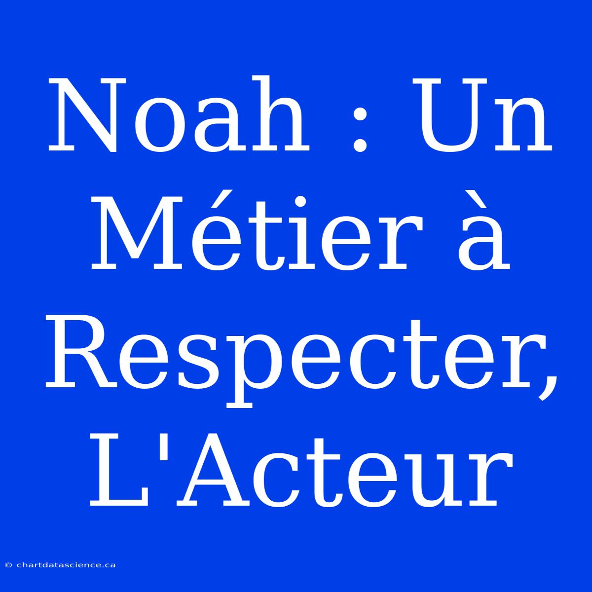 Noah : Un Métier À Respecter, L'Acteur