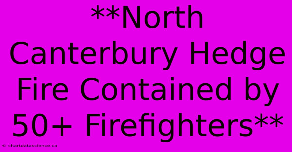 **North Canterbury Hedge Fire Contained By 50+ Firefighters**