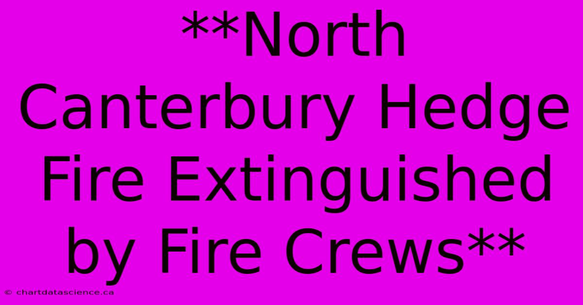 **North Canterbury Hedge Fire Extinguished By Fire Crews** 