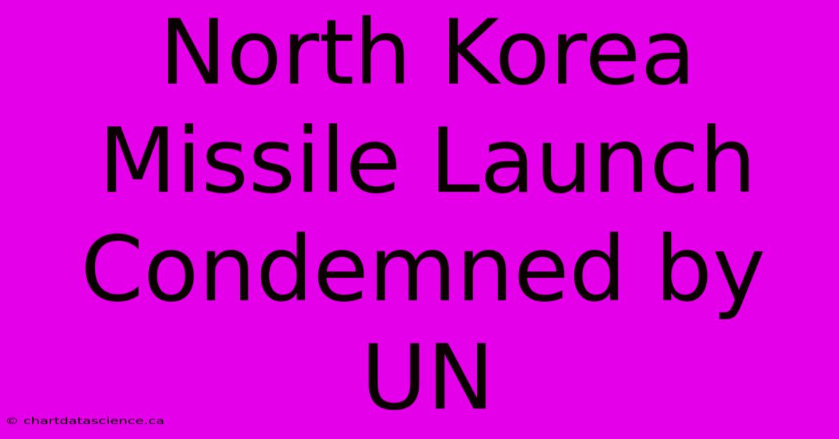 North Korea Missile Launch Condemned By UN