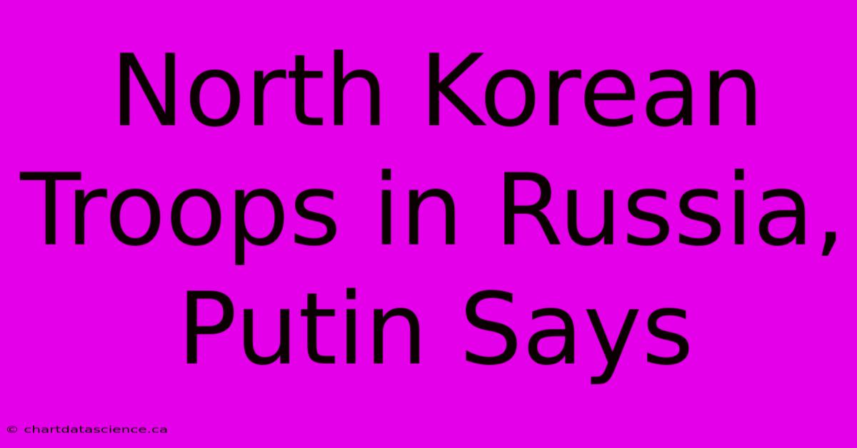 North Korean Troops In Russia, Putin Says