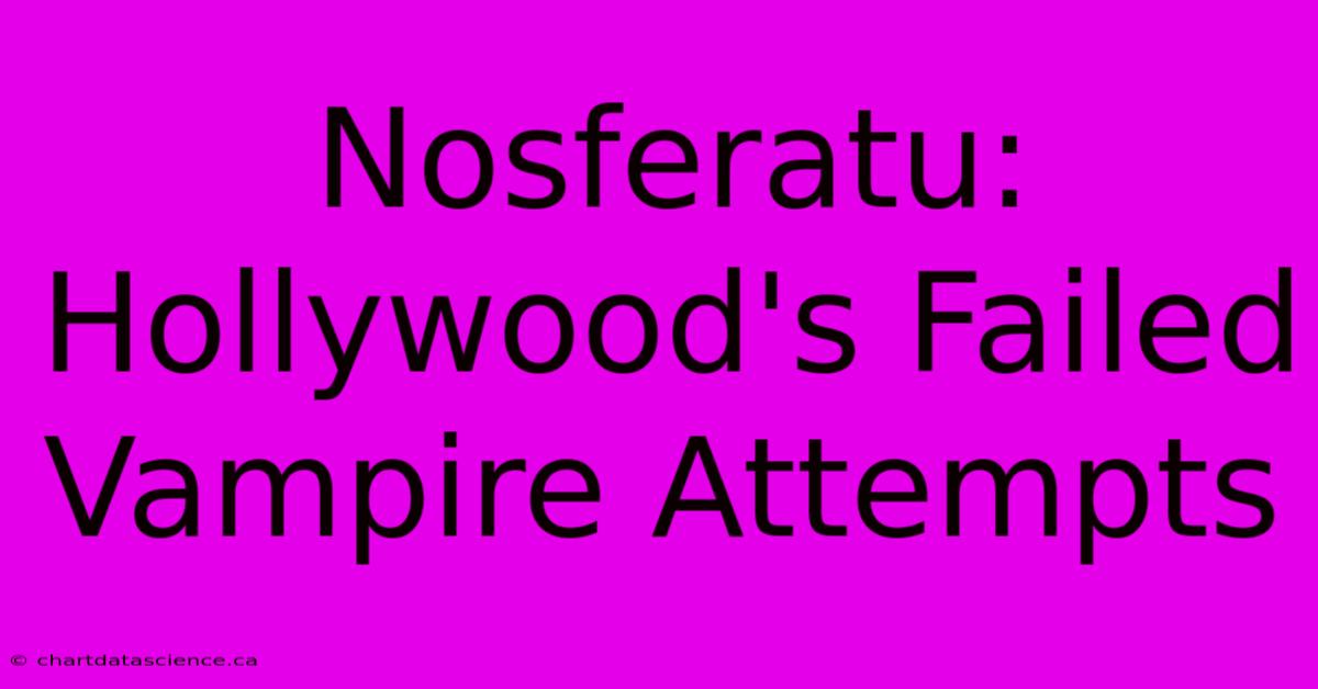 Nosferatu: Hollywood's Failed Vampire Attempts