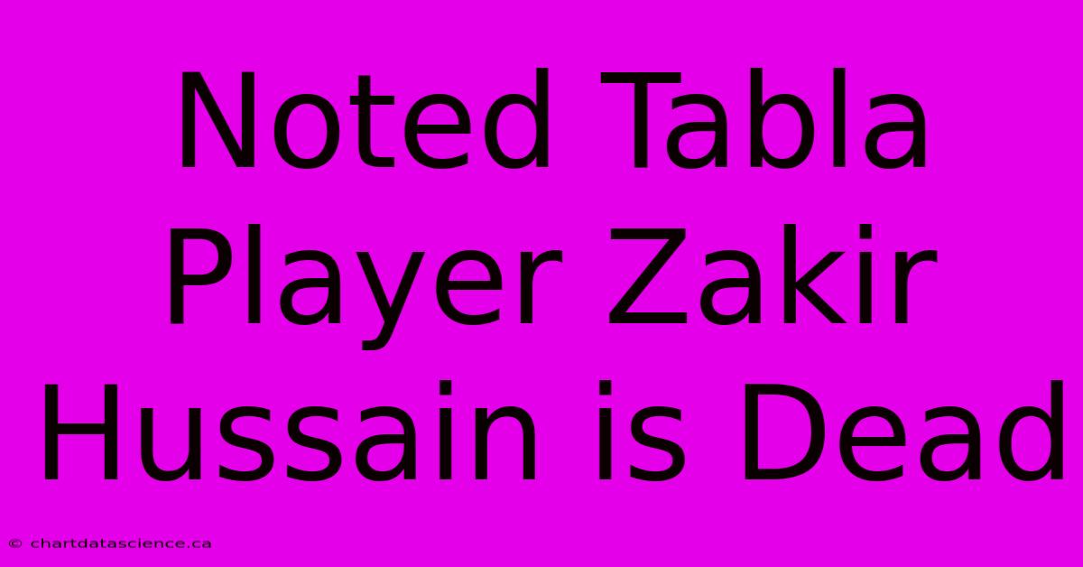 Noted Tabla Player Zakir Hussain Is Dead