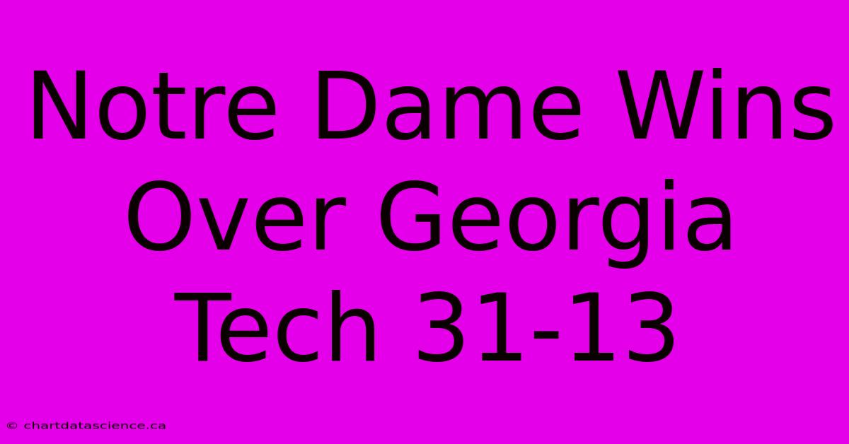 Notre Dame Wins Over Georgia Tech 31-13