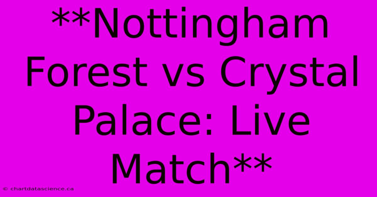 **Nottingham Forest Vs Crystal Palace: Live Match** 