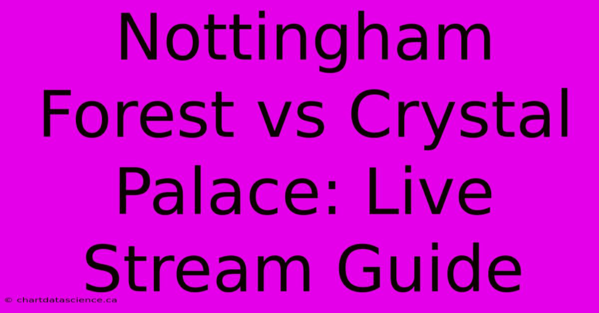 Nottingham Forest Vs Crystal Palace: Live Stream Guide