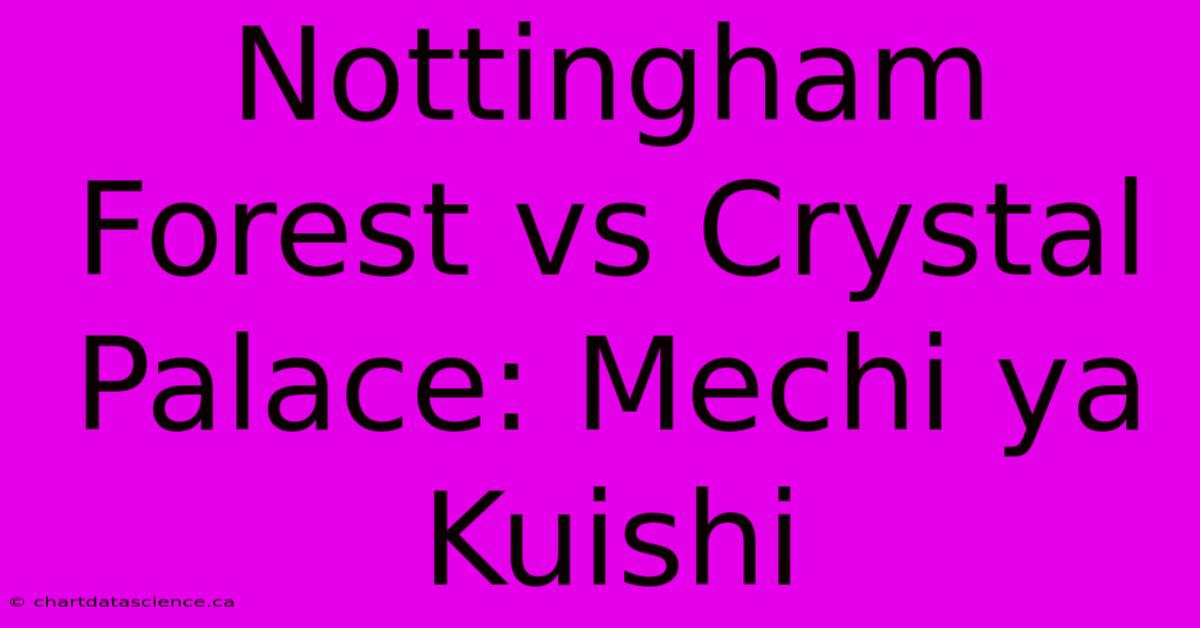 Nottingham Forest Vs Crystal Palace: Mechi Ya Kuishi 