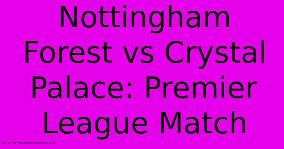 Nottingham Forest Vs Crystal Palace: Premier League Match