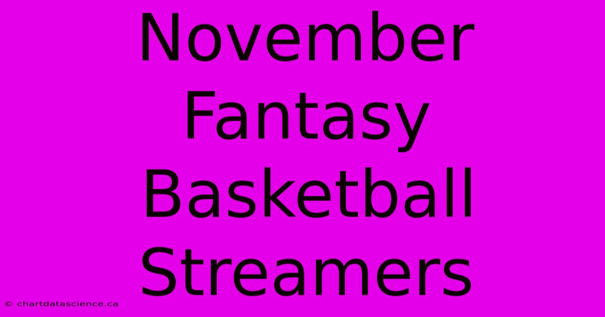 November Fantasy Basketball Streamers