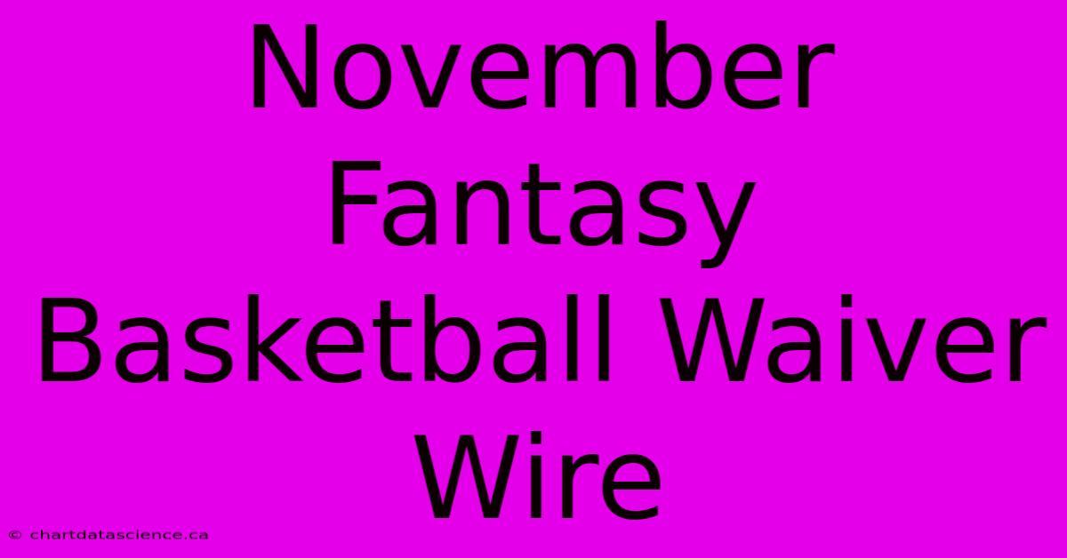 November Fantasy Basketball Waiver Wire