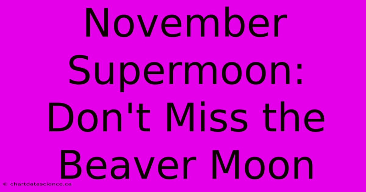 November Supermoon: Don't Miss The Beaver Moon