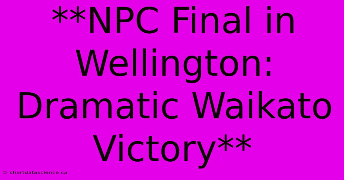 **NPC Final In Wellington: Dramatic Waikato Victory**