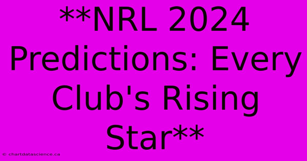 **NRL 2024 Predictions: Every Club's Rising Star** 