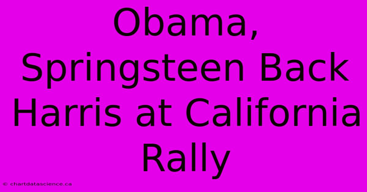 Obama, Springsteen Back Harris At California Rally