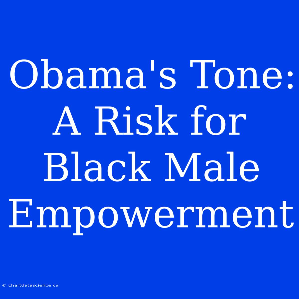 Obama's Tone: A Risk For Black Male Empowerment