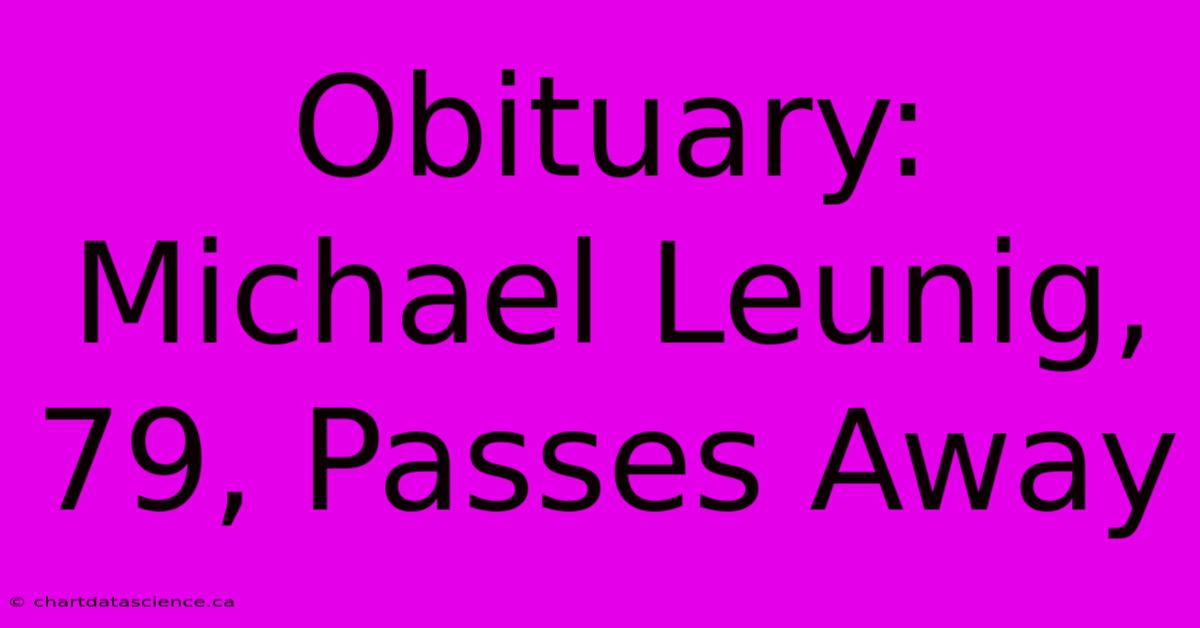 Obituary: Michael Leunig, 79, Passes Away