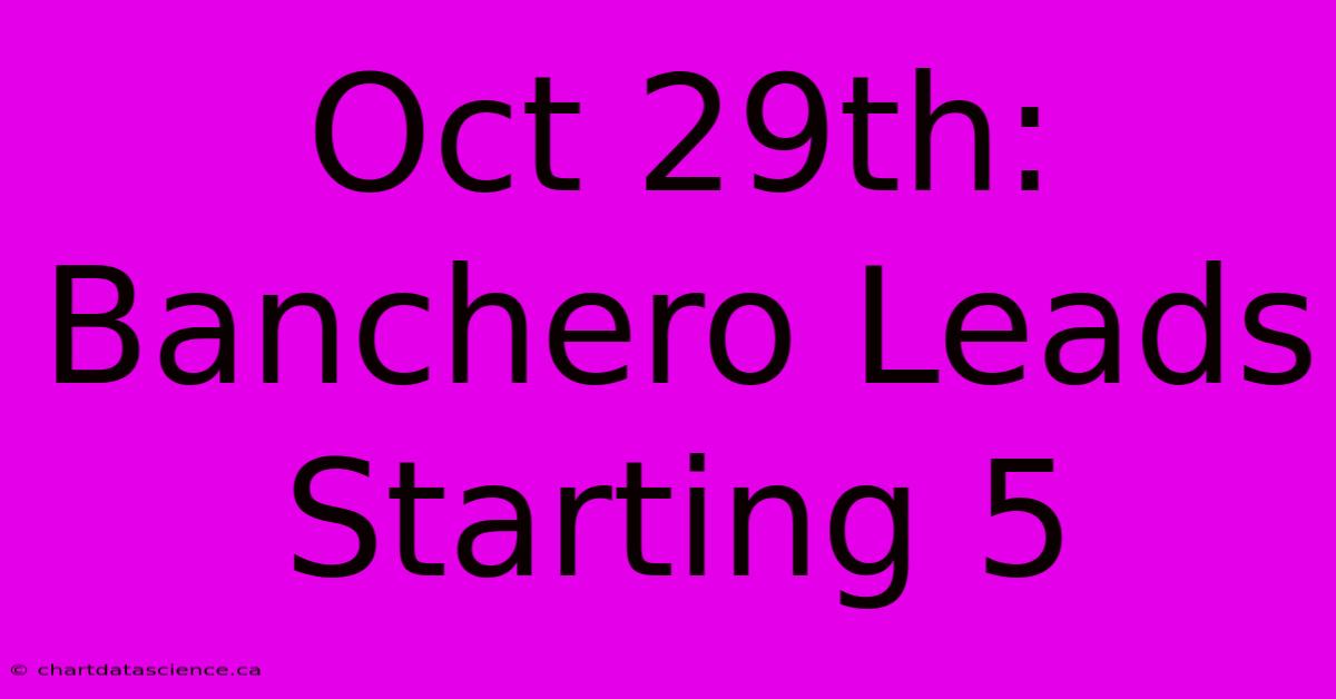 Oct 29th: Banchero Leads Starting 5