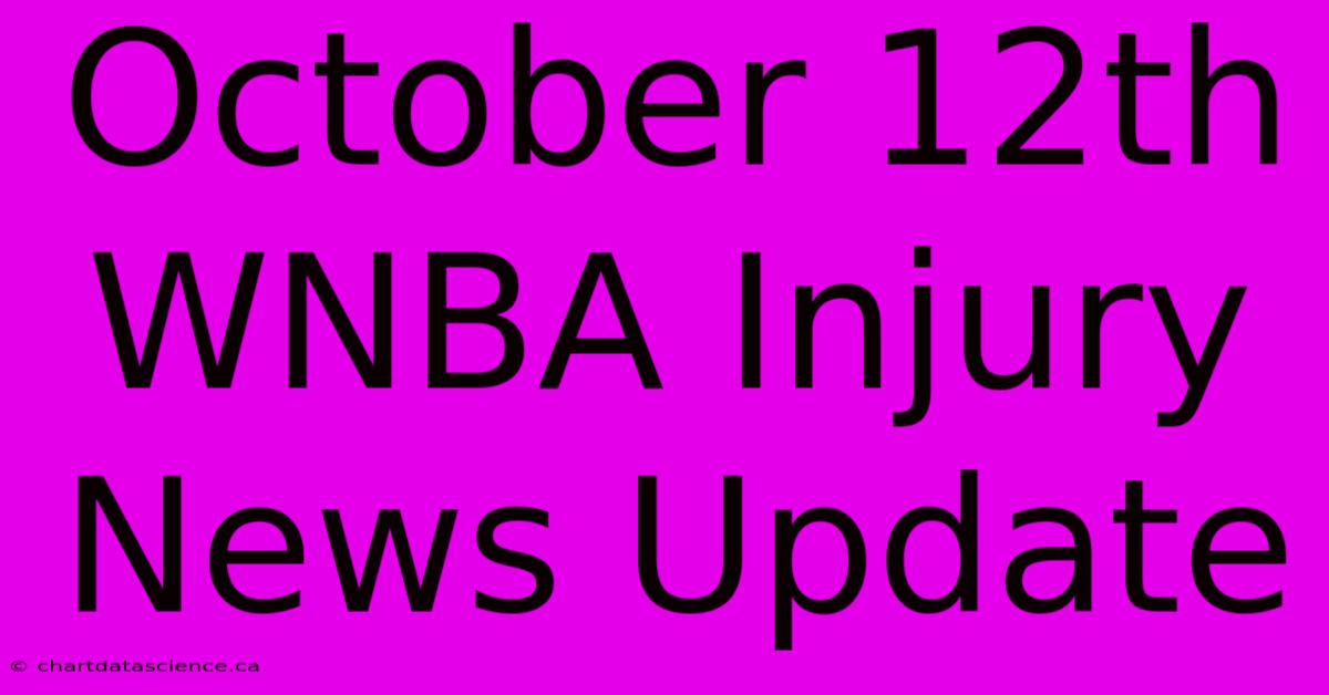 October 12th WNBA Injury News Update