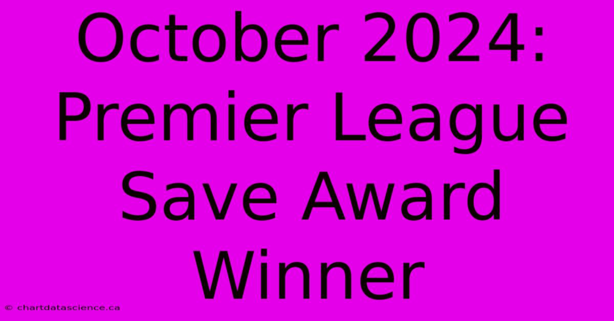 October 2024: Premier League Save Award Winner