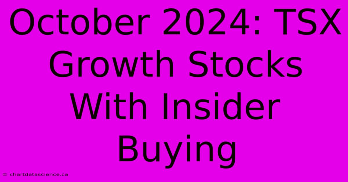 October 2024: TSX Growth Stocks With Insider Buying