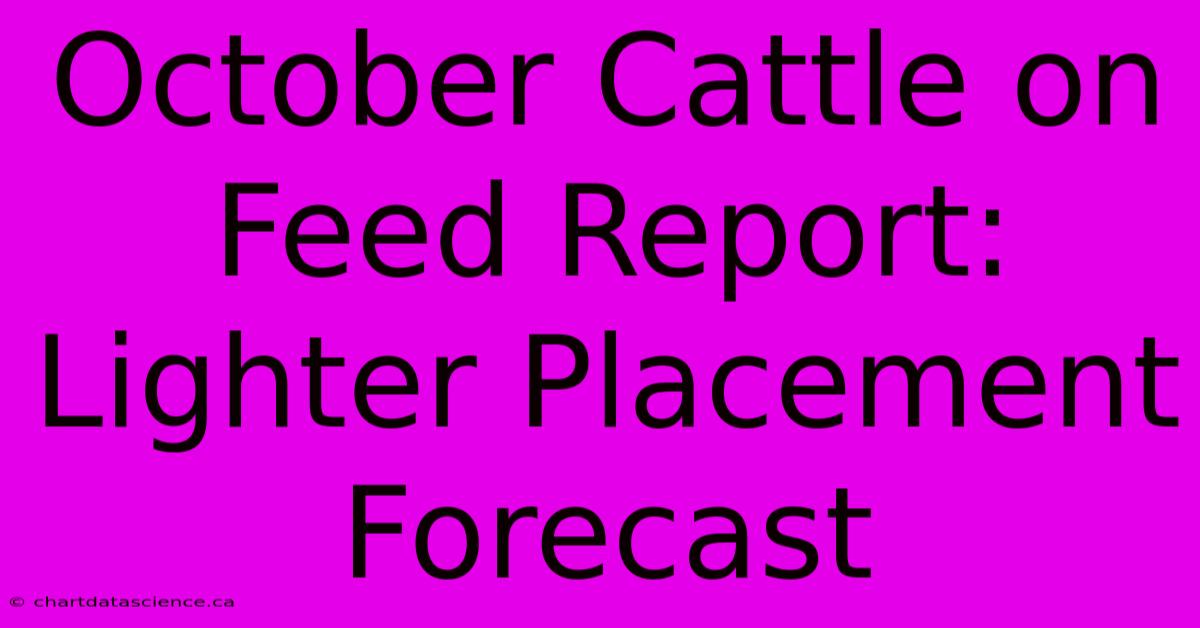 October Cattle On Feed Report: Lighter Placement Forecast