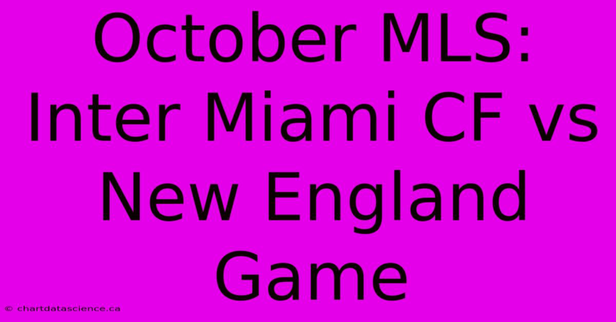 October MLS: Inter Miami CF Vs New England Game