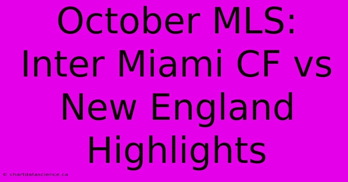 October MLS: Inter Miami CF Vs New England Highlights