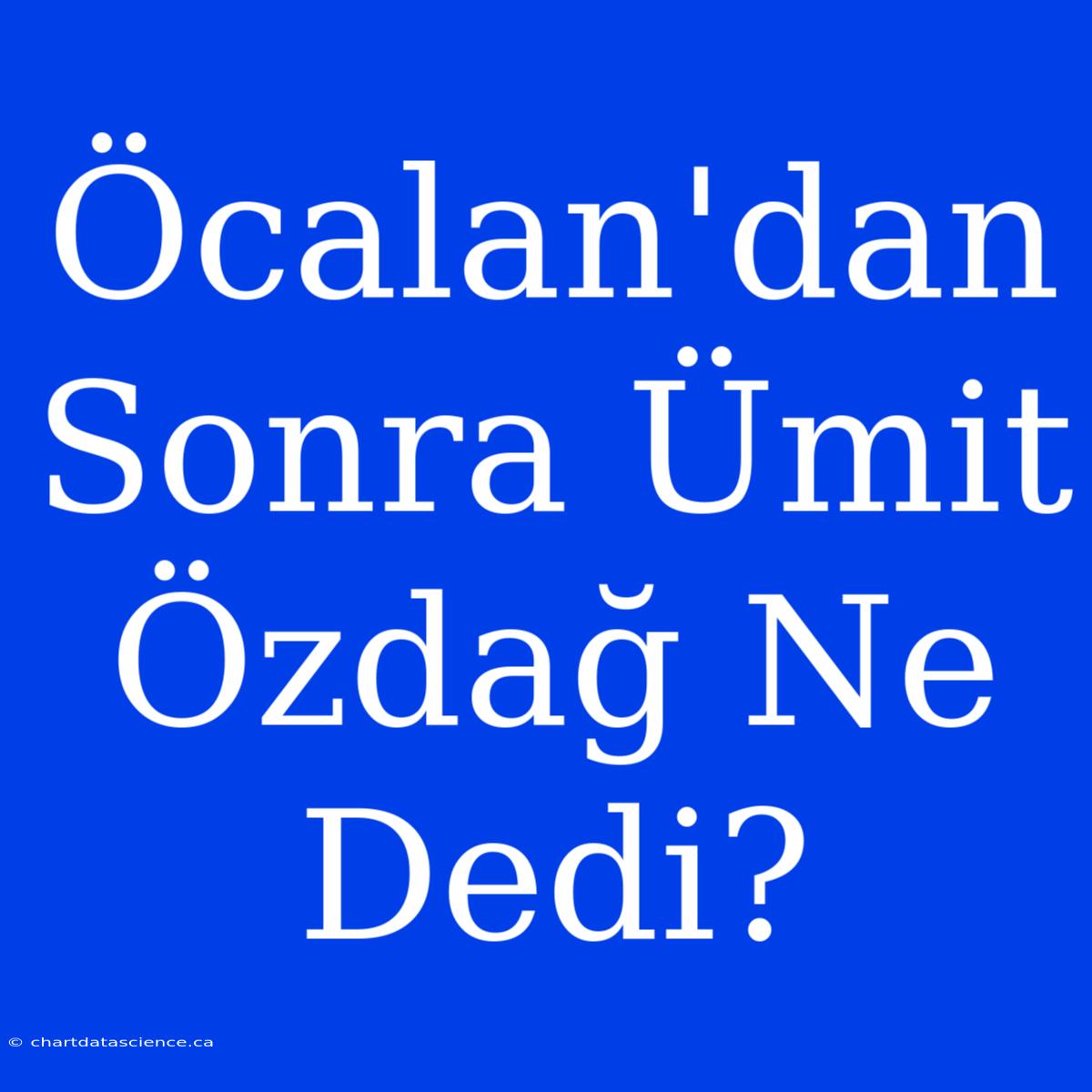 Öcalan'dan Sonra Ümit Özdağ Ne Dedi?