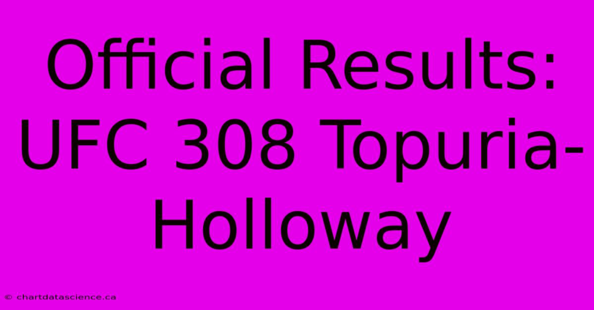 Official Results: UFC 308 Topuria-Holloway 