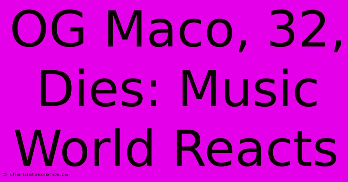 OG Maco, 32, Dies: Music World Reacts