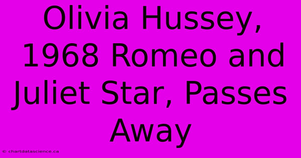 Olivia Hussey, 1968 Romeo And Juliet Star, Passes Away