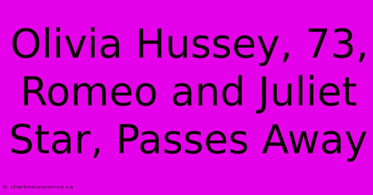 Olivia Hussey, 73, Romeo And Juliet Star, Passes Away