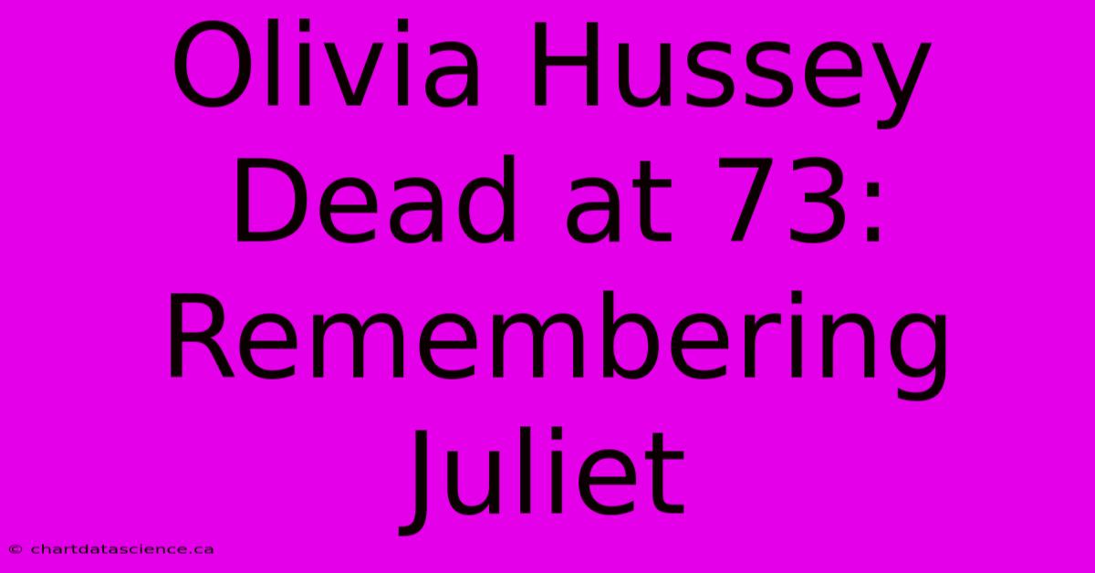 Olivia Hussey Dead At 73: Remembering Juliet