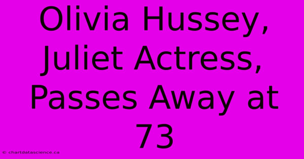 Olivia Hussey, Juliet Actress, Passes Away At 73