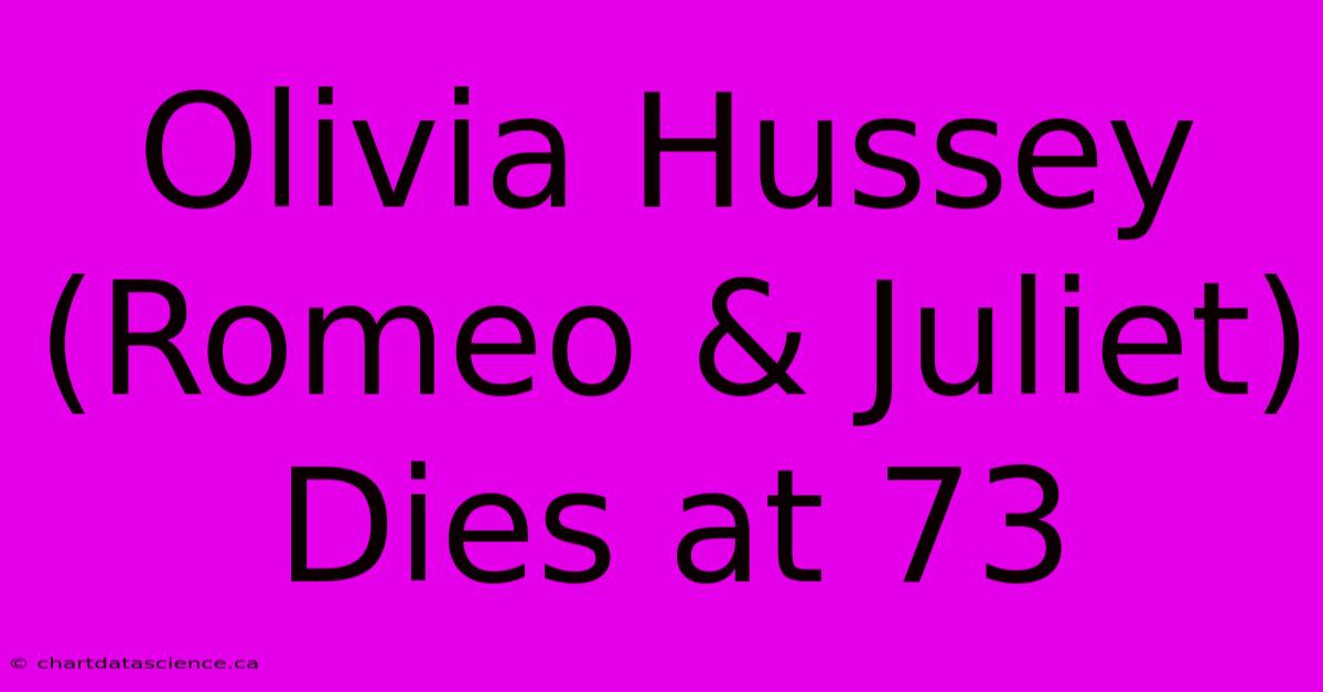 Olivia Hussey (Romeo & Juliet) Dies At 73