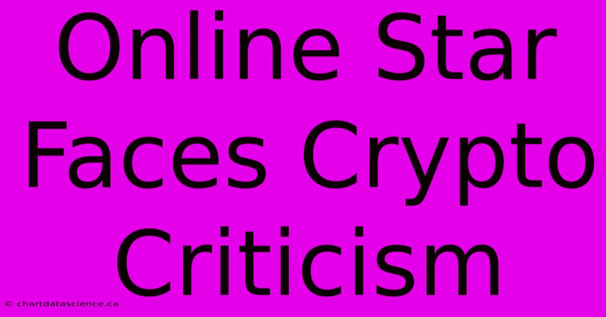 Online Star Faces Crypto Criticism