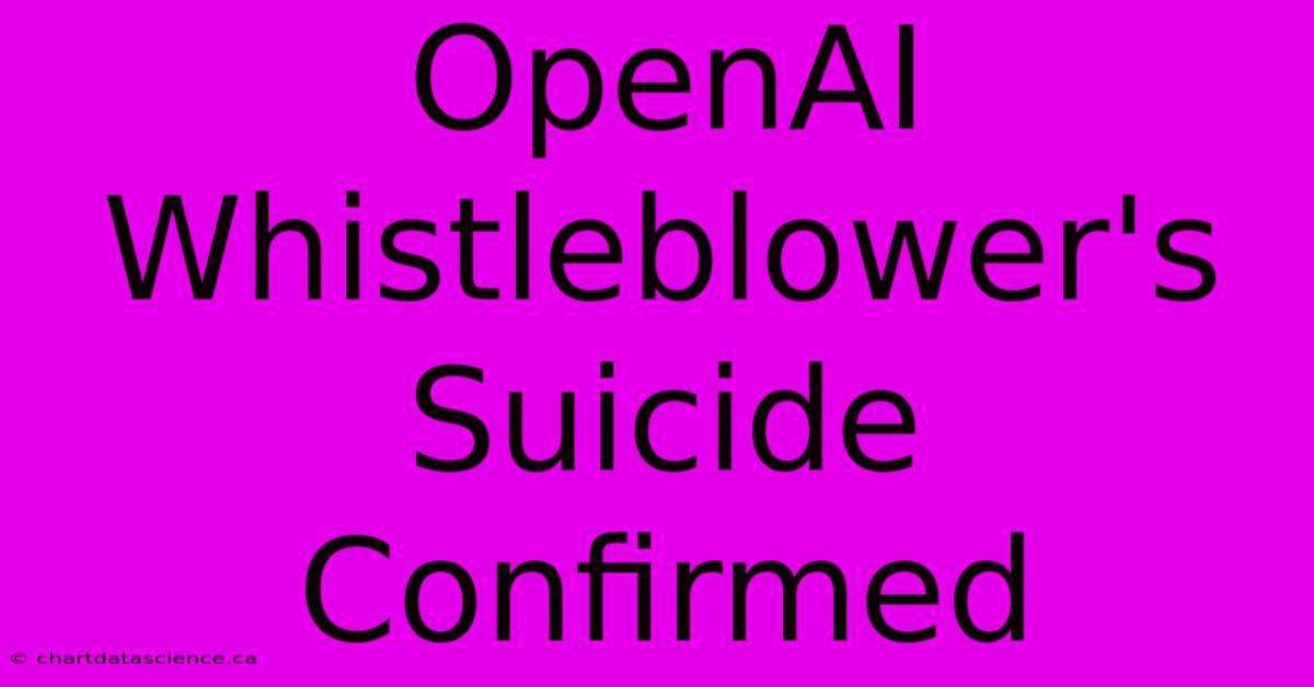 OpenAI Whistleblower's Suicide Confirmed