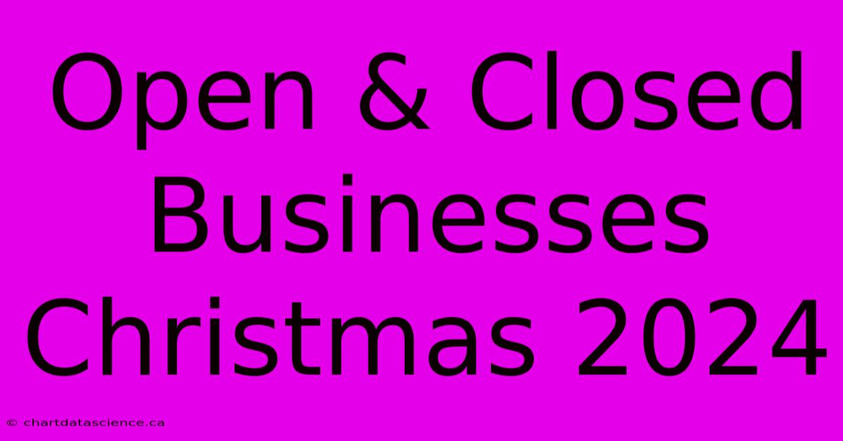 Open & Closed Businesses Christmas 2024