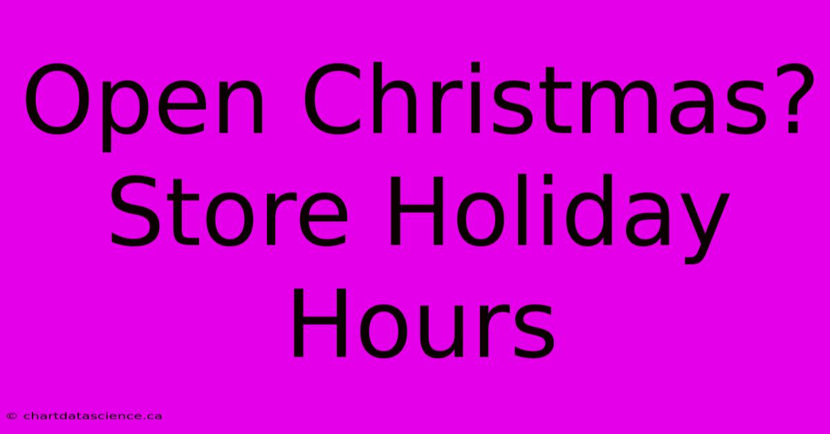 Open Christmas? Store Holiday Hours