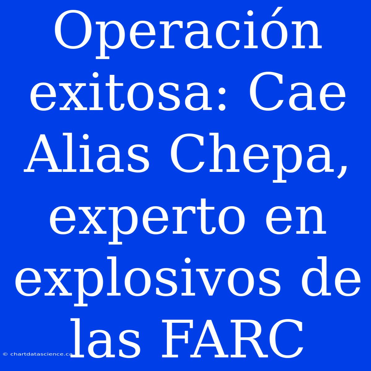 Operación Exitosa: Cae Alias Chepa, Experto En Explosivos De Las FARC