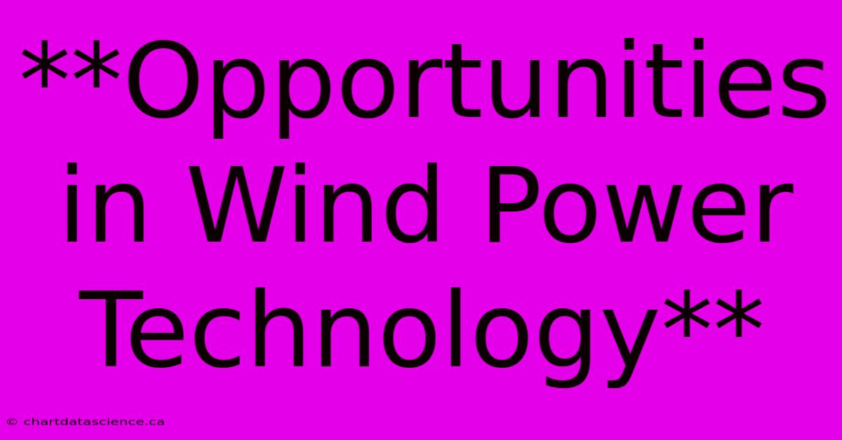 **Opportunities In Wind Power Technology**