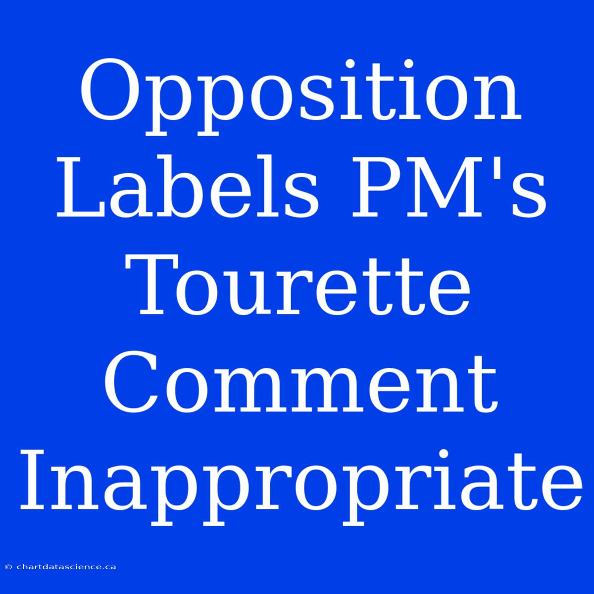 Opposition Labels PM's Tourette Comment Inappropriate