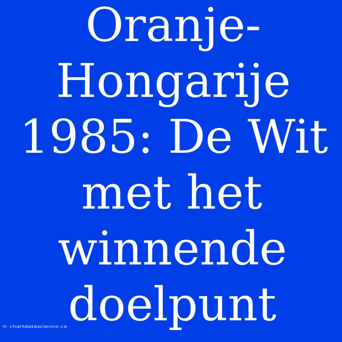 Oranje-Hongarije 1985: De Wit Met Het Winnende Doelpunt